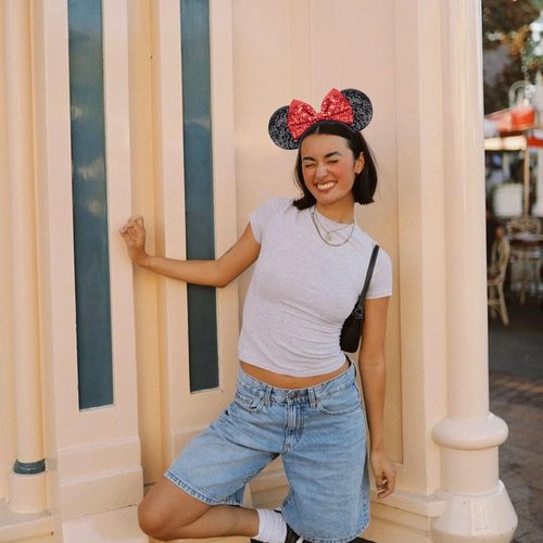 DRESHOW Minnie Ears Headbands Mouse Ears Sequin Bow Headbands Elastic Adjustable Headband Glitter Party Decoration Cosplay Costume for Women