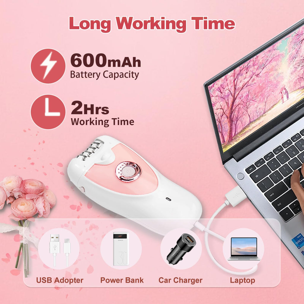 Epilator for Women,2 in 1 Hair Removal for Women Face,Rechargeable Hair Remover Device Smooth Glide Epilator for Bikini, Face, Arm, Legs, Armpits(Pink2026)