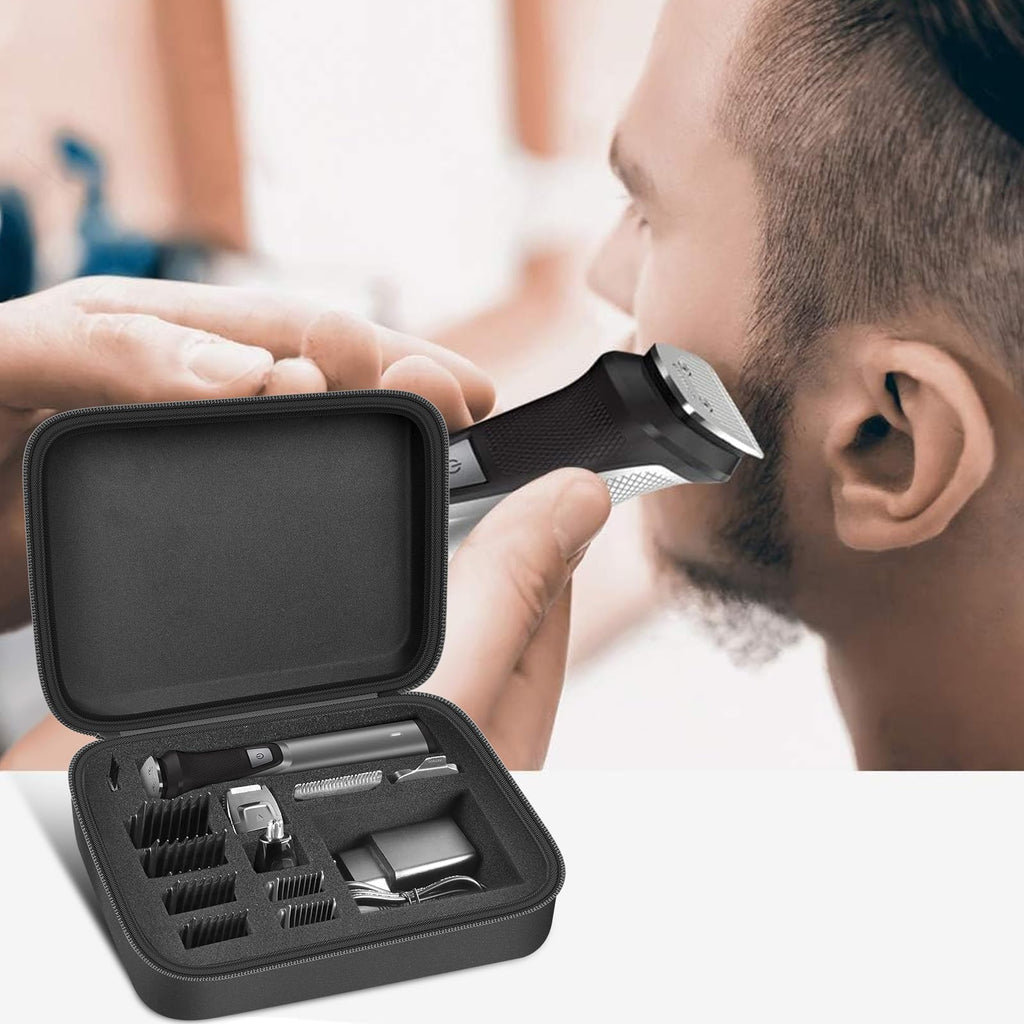 GWCASE Travel Case Compatible with Philips for Norelco Multigroom Series 7000 5000 Men's Grooming Kit with Trimmer MG7750/49 MG7910/49 MG9510/60. Holder for Attachment Trimmers (Black Inner, S)