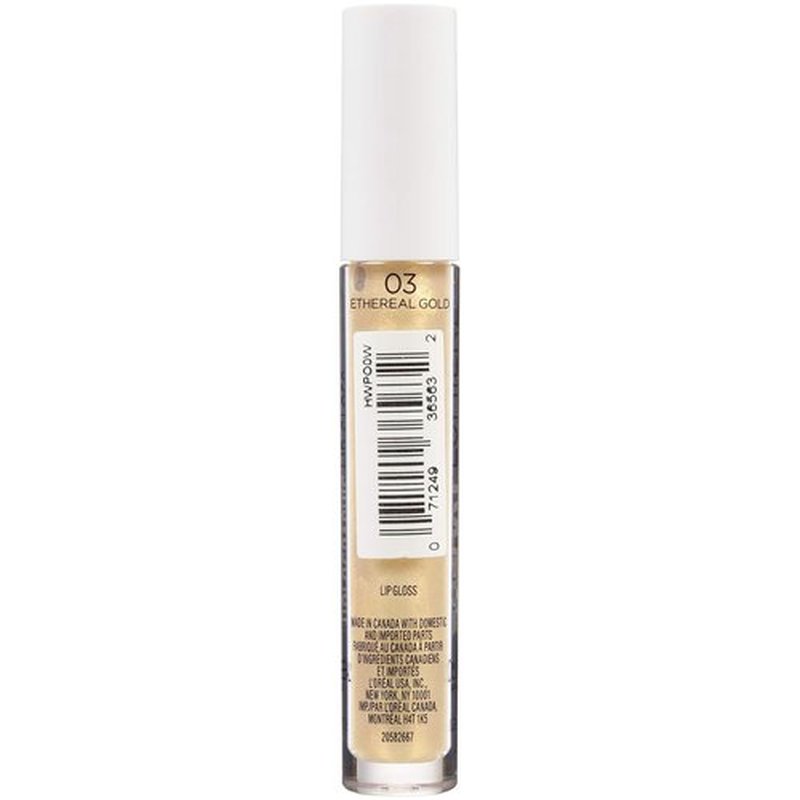 L'Oreal Paris Holographic Lip Gloss - Iridescent Pearls for Ethereal Shine | Gold, 0.1 fl oz