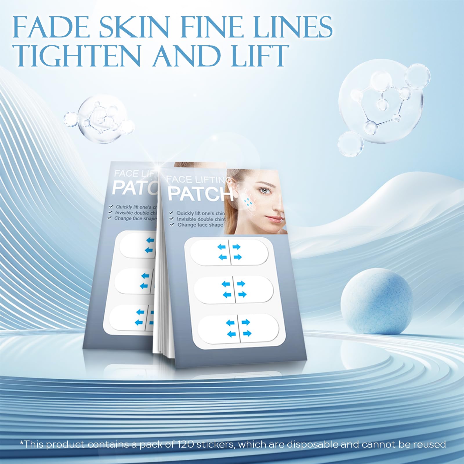 ZZBUY 120 Pcs Face Tape Lifting Invisible Sticker, Instant Face Lifter Straps Facial Tape Tightening and Lifting Bandage for Lifting Sagging Skin & Jowls, Clear