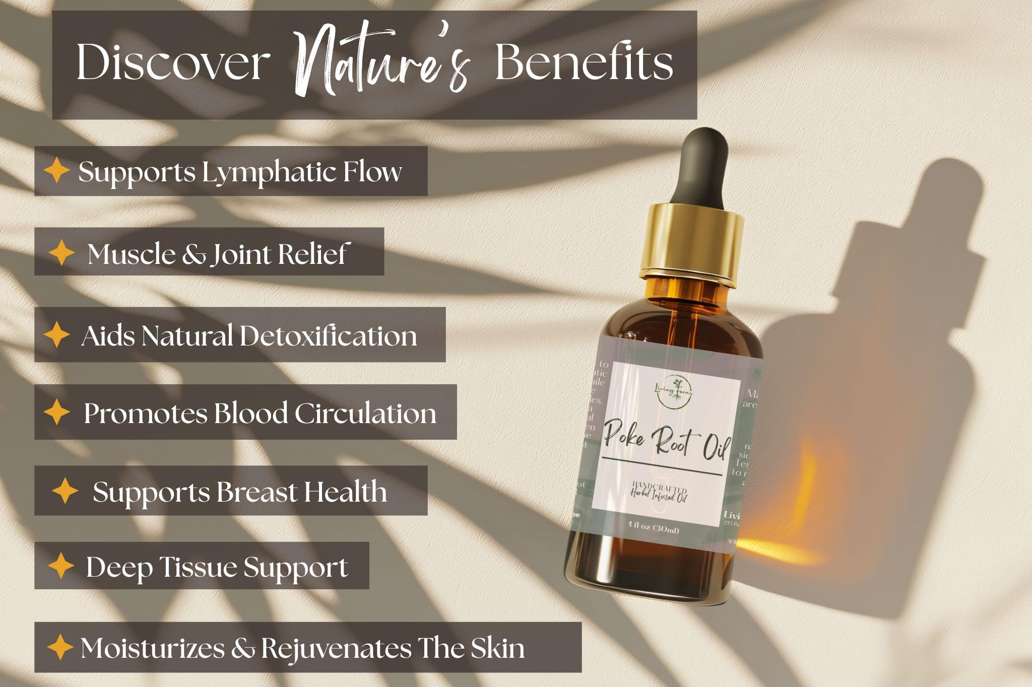 Handmade Organic Poke Root Oil for Lymphatic Support - Phytolacca - Small Batch - Made in The USA