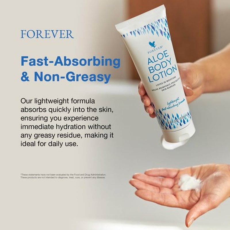Forever Living - Aloe Body Lotion - Fast-Absorbing and Hydrating Moisturizer for Youthful Skin - Vegan and Gluten-Free - Light Floral Scent - 8 fl oz
