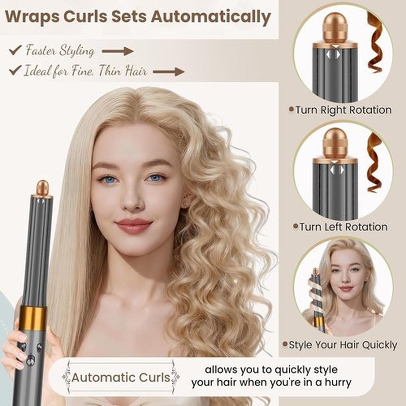 SWAZVAC Long Conical Barrel for Dyson Airwrap, 0.78-1.4 Inch Conical Curling Attachment Compatible with Airwrap HS01/05, Gold
