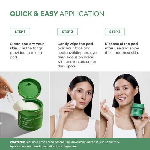 Plantifique Korean Glycolic Acid Toner Pads - 60 Pcs with Niacinamide & CICA | Gentle Daily Peel for All Skin Types