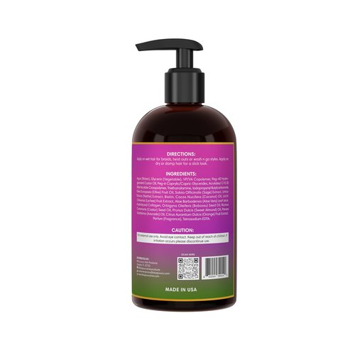 Blaq Luxury Sage & Lychee Strong Hold Styler Gel - Non-Alcoholic and Non-Flaky Formula for All-Day Hold – Biotin Infused - Promotes Hair Repair, Growth, and Manageability - 12oz