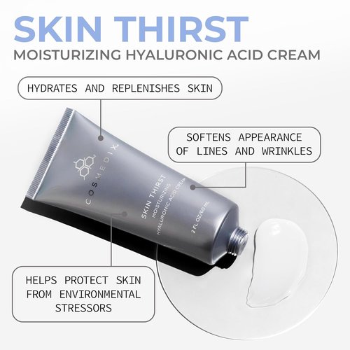 COSMEDIX Skin Thirst Hyaluronic Acid Moisturizer - Hydrating Face Cream for Pores & Fine Lines | Daily Skin Care for Vibrant, Smooth Skin