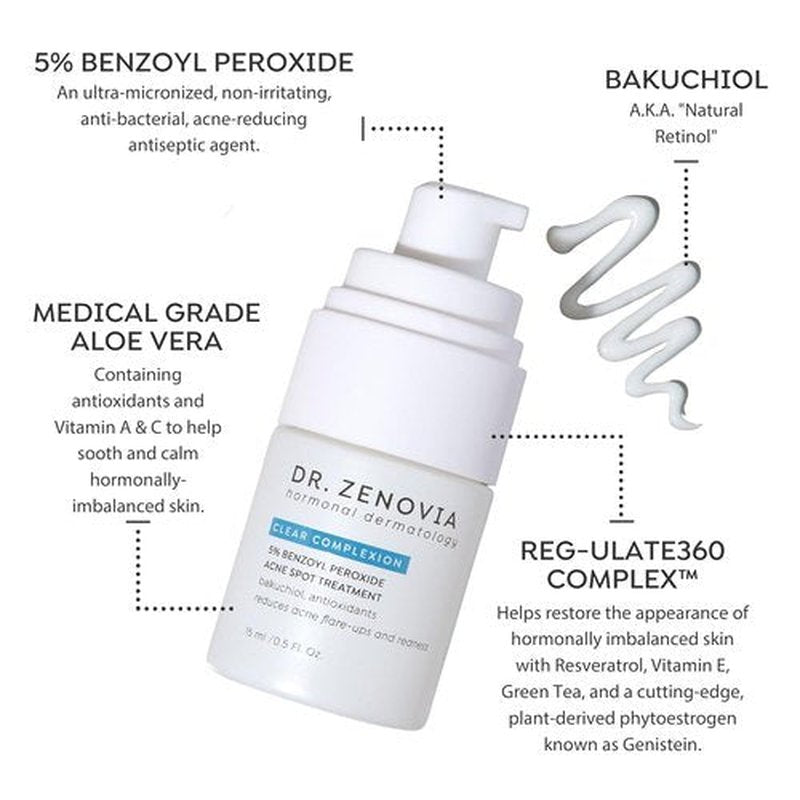 Dr. Zenovia Acne Spot Treatment - 5% Benzoyl Peroxide Formula for Clear Skin
