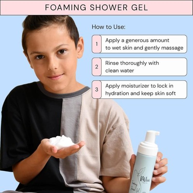 LAV KIDS Shower Gel - Gentle Body Wash for All Skin Types | 200ml Naturally Soft & Delicately Scented