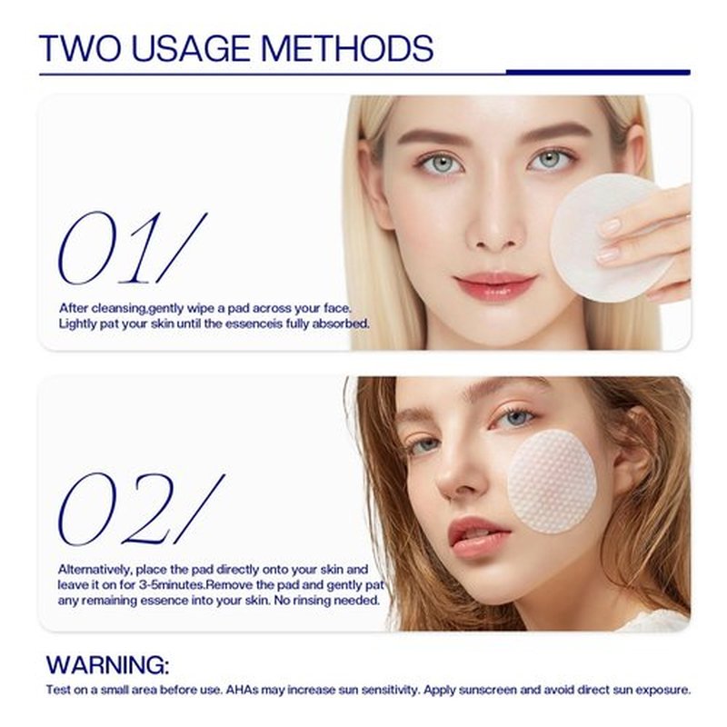 Morovan Glycolic Acid Pads 30%: Dual-Sided Face Exfoliator for Blemishes and Deep Cleaning, Clarifying Skin Tone, At-Home Peel, 65 Pads