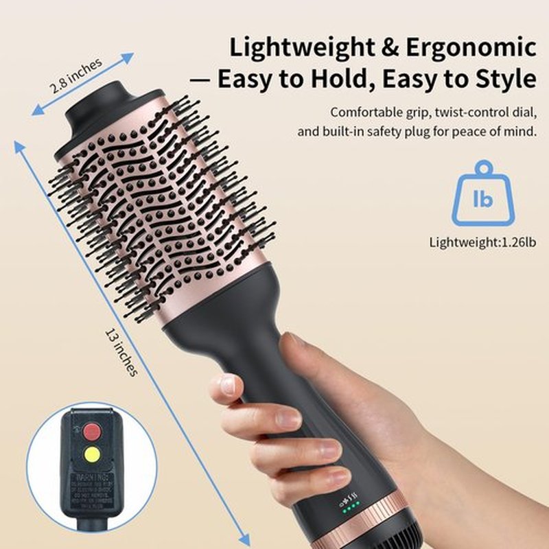 Hair Dryer Brush Blow Dryer Brush in One, 4-in-1 Ionic Hair Dryer Brush and Styler Volumizer with 3.2" Oval Barrel, 33000RPM High-Speed Motor, Hot Air Straightener Brush, All Hair Types, MS-D07A