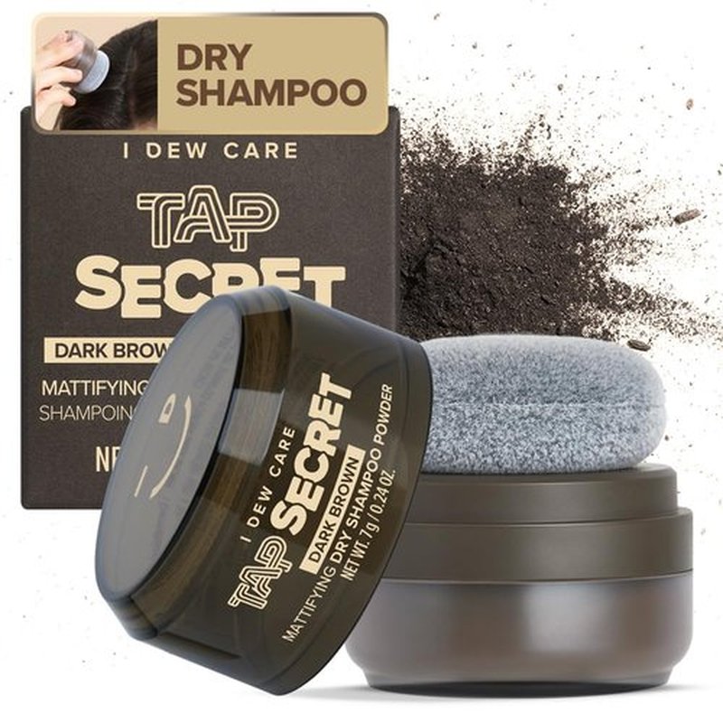 I DEW CARE Biotin Clarifying Dry Shampoo - Strengthening & Volumizing Powder for Dark Brown Hair | 0.24 Oz Travel Size