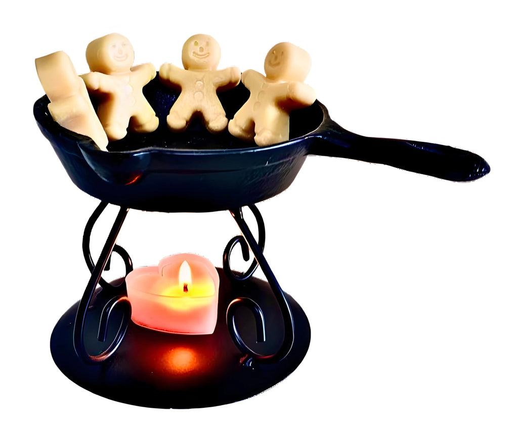 B CENTERBRIDGE Wax Melter Mini Cast Iron Skillet with Warmer and Trivet Wax Pot Black Tea Lights Halloween Harvest Thanksgiving Decorations Gifts