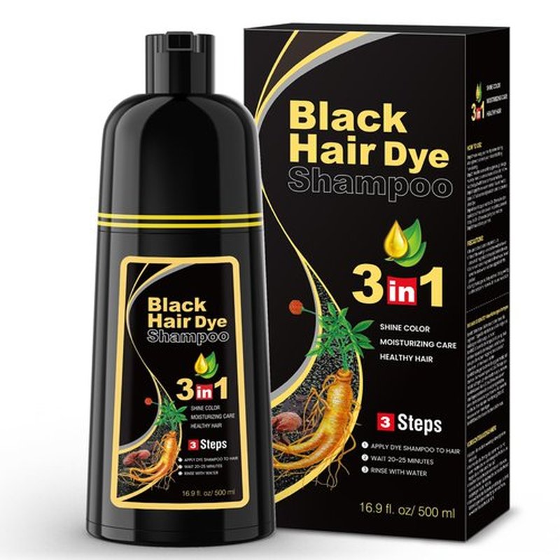 BOJICA 3 in 1 Black Hair Dye Shampoo for Gray Hair | Herbal Color Shampoo with Argan Oil & Ginseng | Instant Full Gray Coverage, 3-4 Weeks Lasting, Includes Cape & Gloves(16.9 Fl oz)