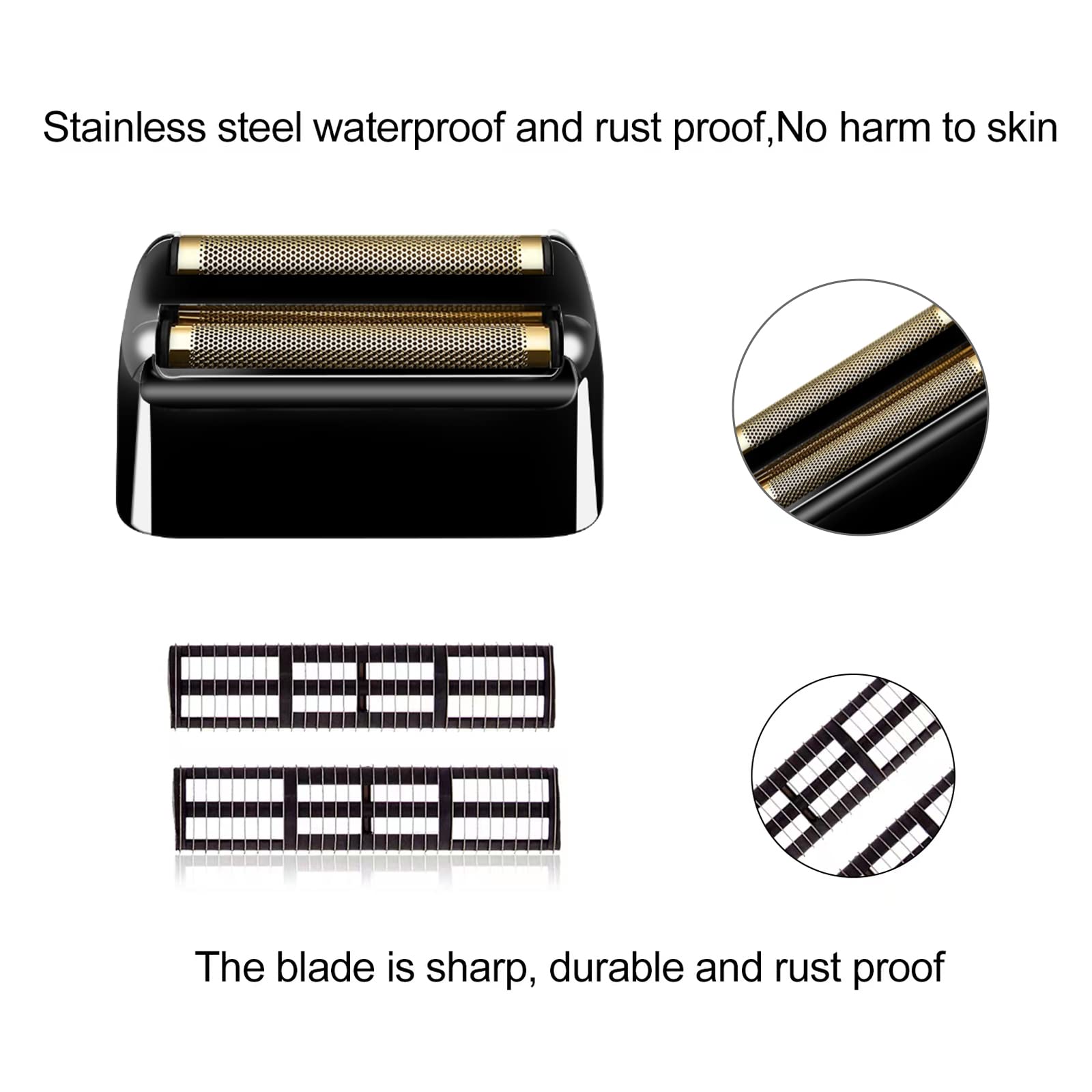 2 pack Professional Replacement Foil and Cutters for BaBylissPRO Barberology Double Foil Shaver, Compatible with BaBylissPRO Barberology FXFS2 Shaver，Black