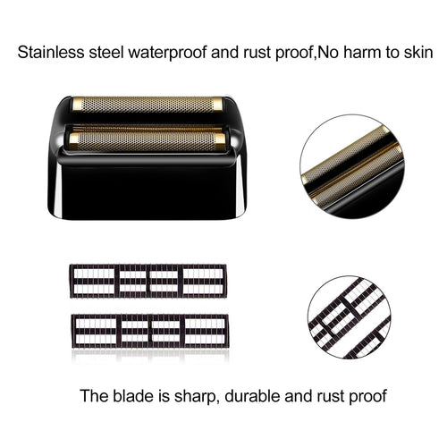 2 pack Professional Replacement Foil and Cutters for BaBylissPRO Barberology Double Foil Shaver, Compatible with BaBylissPRO Barberology FXFS2 Shaver，Black