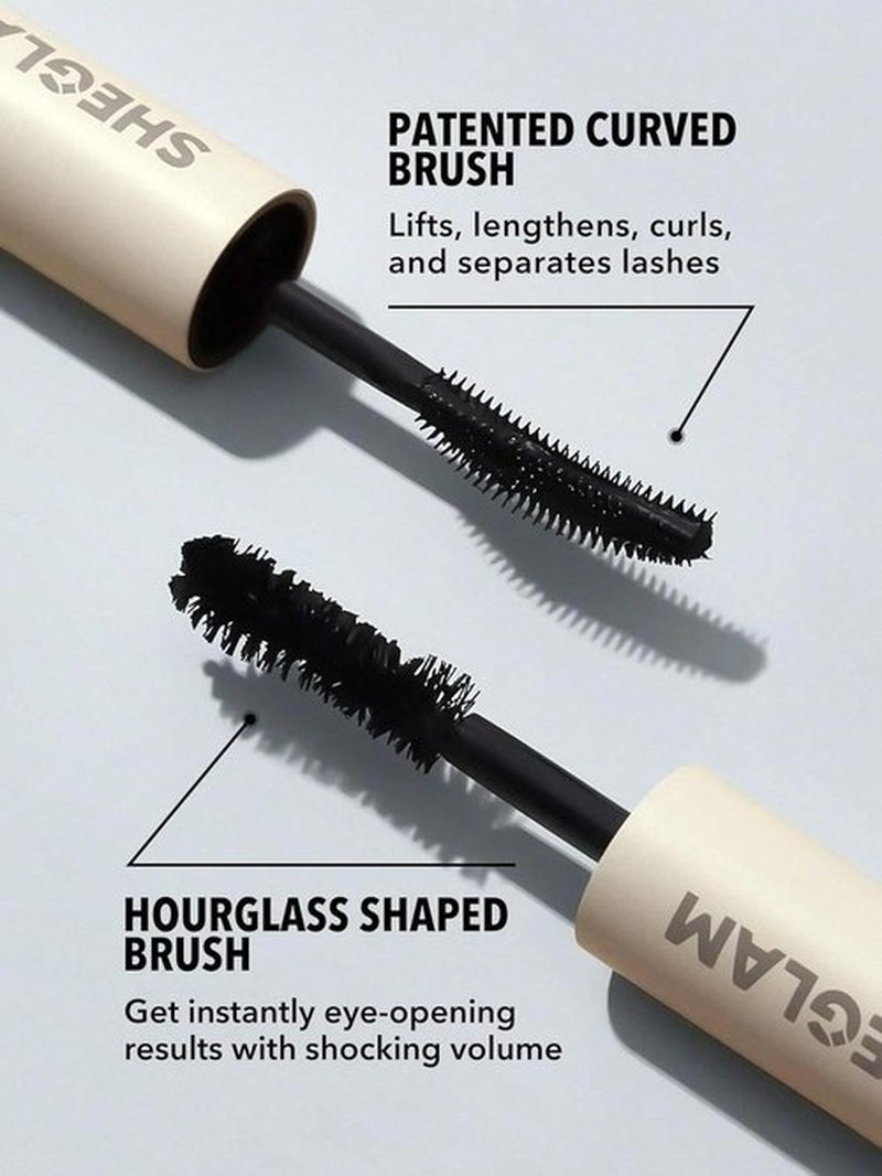 SheGlam 2 In 1 Black Mascara - Volume & Length, Washable, Long Lasting Dual-Ended Design