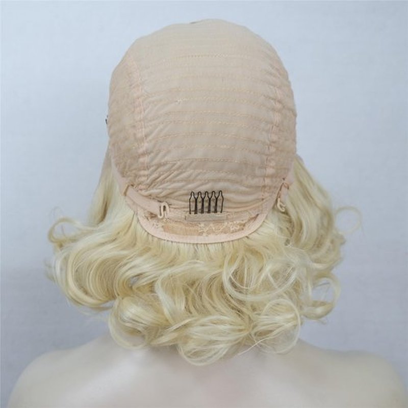 Aimole Short Curly Lace Front Wigs Blonde Women Wig Synthetic Hair Cosplay Costume Halloween Party Daily Everyday Wear Wig Heat Resistant (613 Blonde)