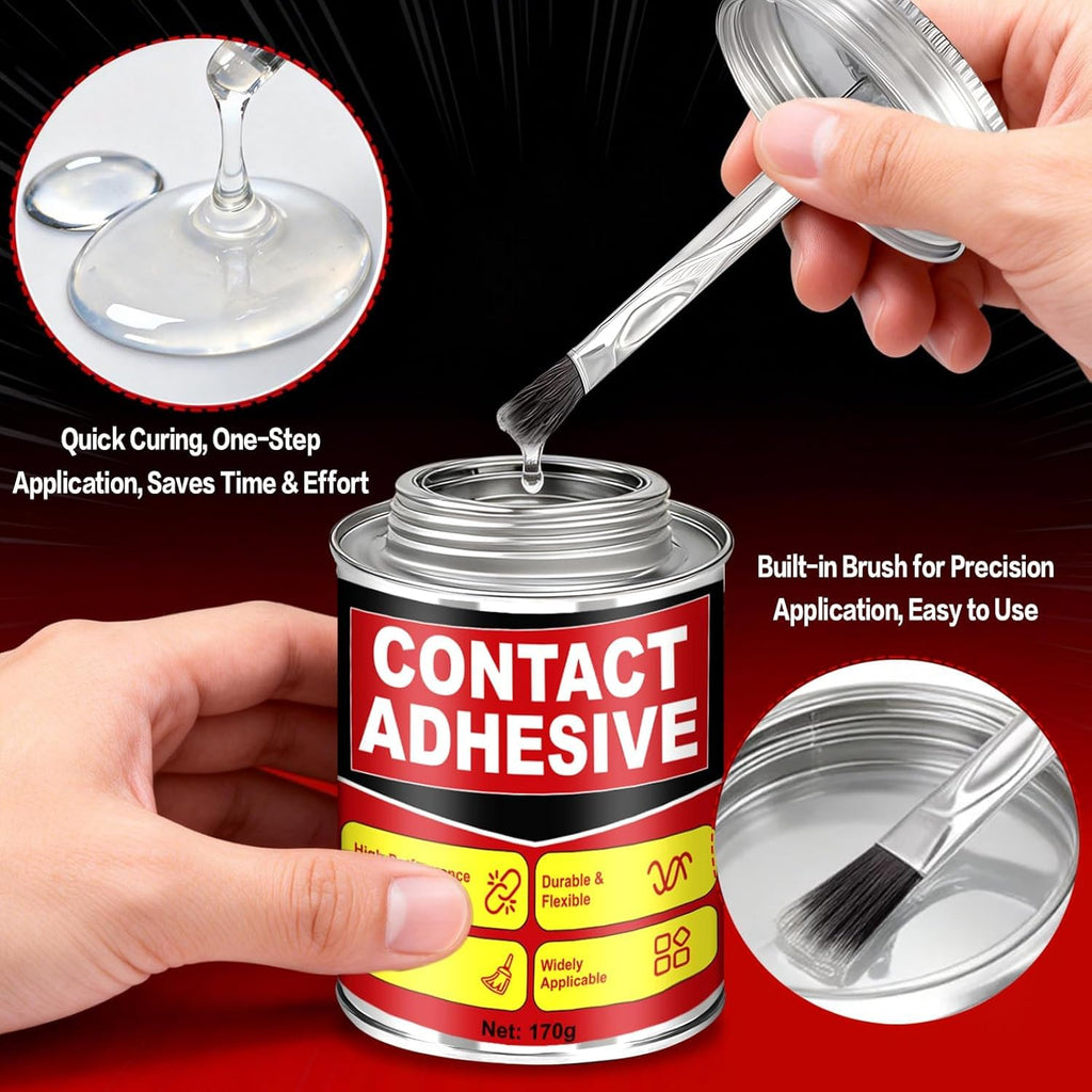 kuailaya 6 oz Contact Cement Adhesive, Contact Cement Glue Strong Instant Bonding Waterproof Flexible Good Weather Resistance Durable and Long-Lasting for Carpentry Shoe Repair and DIY Projects