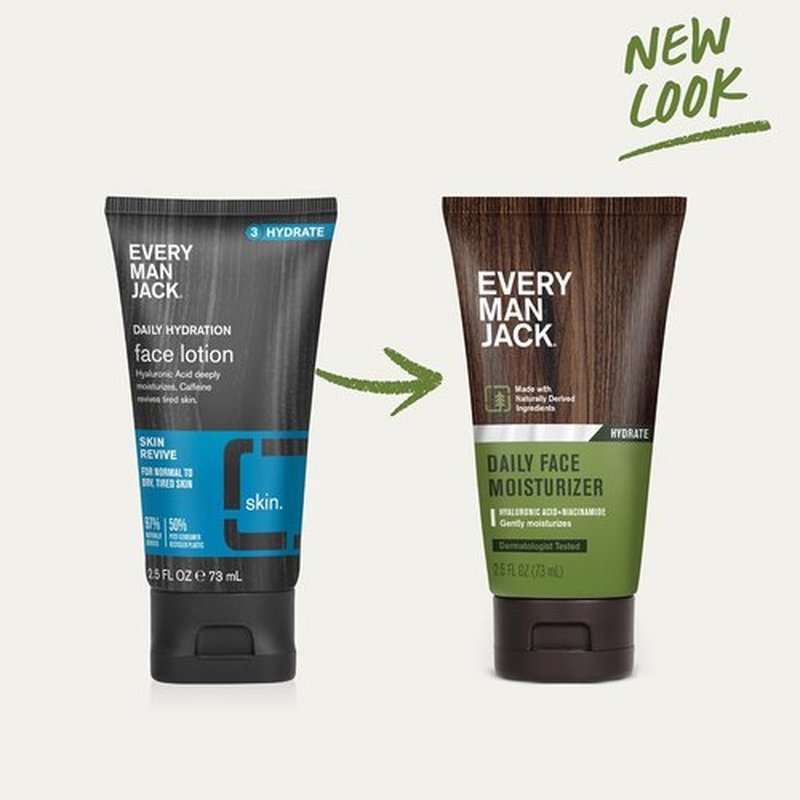 Every Man Jack Daily Face Lotion - Deeply Moisturizing Formula with Hyaluronic Acid & Aloe Vera | 2.5 oz (2 Pack)