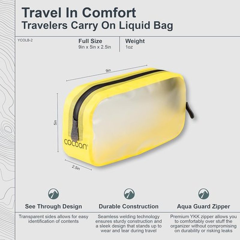 Cocoon - Premium Travelers Carry-On Liquid Bag - Stylish Yellow Design for Easy Travel