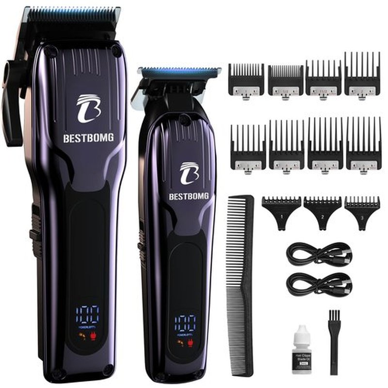 BESTBOMG® Professional Hair Clippers for Men, Professional Barber Clippers and Trimmer Set, Mens Cordless Hair Clipper for Barbers Haircut Kit, BS-808C (Blue)
