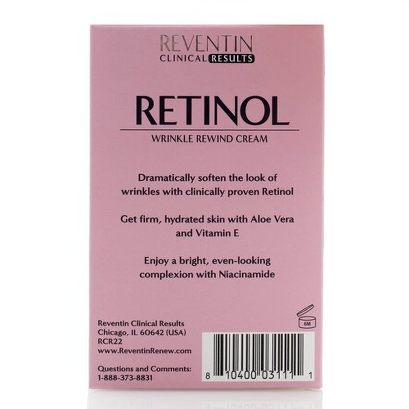 Reventin Clinical Results Retinol Wrinkle Rewind Anti Aging Face Lotion Moisturizer For Wrinkles, Age Spots, & Dry Skin - Retinol Night Cream with Aloe Vera, Vitamin E, & Niacinamide, 1.5 Fl Oz