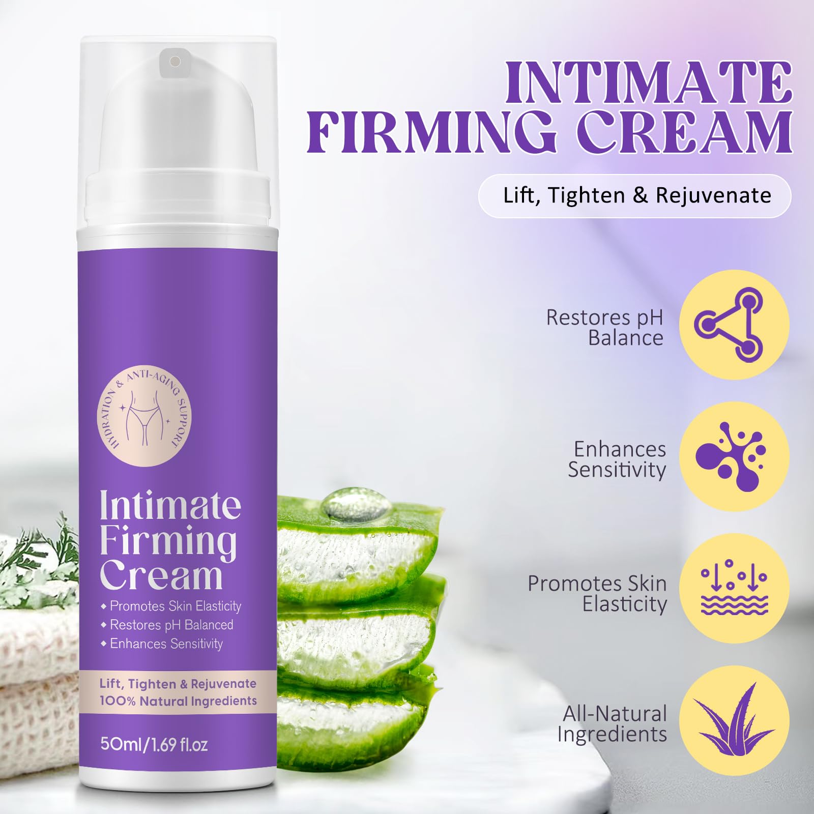 Tightening Cream and Moisturizer for Women, Comfort, 50ml Natural Formula for for Post‑partum Recovery and Moisture, Easy to Apply