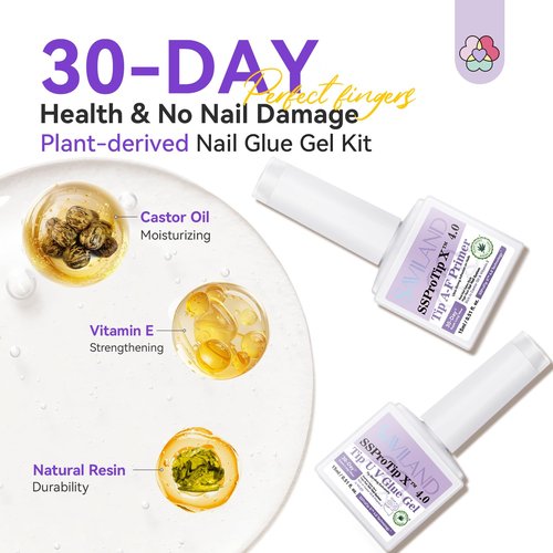 SAVILAND Gel Nail Glue & Nail Primer Set: 30-Day Long Lasting Extra Strong Nail Glue Gel with Nail Primer Rich in Castor Oil Vitamin E for Gel Glues for Nails False U V Lamp Required SSProTip X 4.0