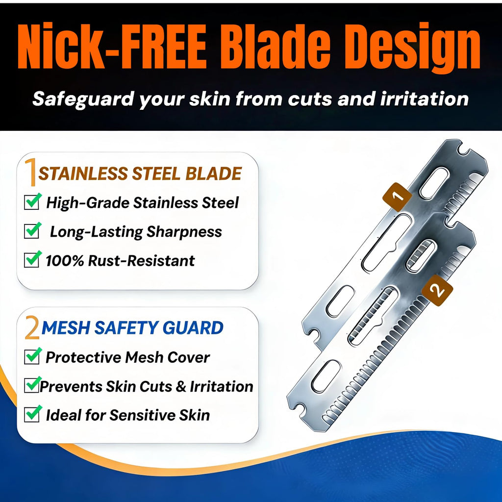 VEYLA Back Shaver for men Safe -skin Original replacement blades, Nick-free Blades,Wet & Dry Use Hair Trimmer and Groomer, Nick-Free Mens Back Shaver(2-PACK)