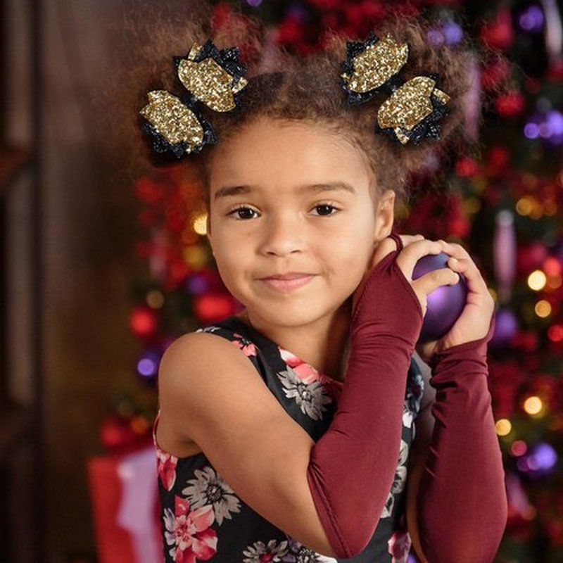 Glitter Gold-black Hair Bow Clips 4" Graduation Back to School Cheer Bow Alligator Barrettes Pins Toddler Teens Girls Kids Birthday Gift New Year Dress Outfit Decor Accessory