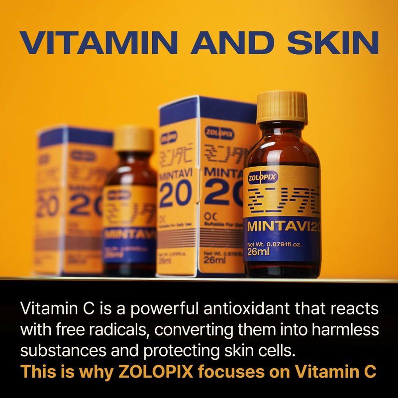 ZOLOPIX MINTAVI20 20% Vitamin C Serum with Ascorbic Acid, Alpha Arbutin & Tranexamic Acid for Brightening Dark Spots | Korean Skin Care for Radiant, Even-Toned Skin, 26ml / 0.879 fl. oz