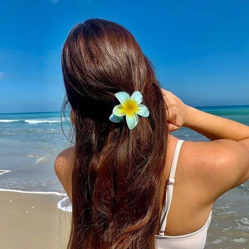 Hair Accessories gift,9PCS Summer Beach claw clips, Hawaiian Flower Hair Clips Non Slip for Thick Thin Hair,colorful hair clips set for girls women