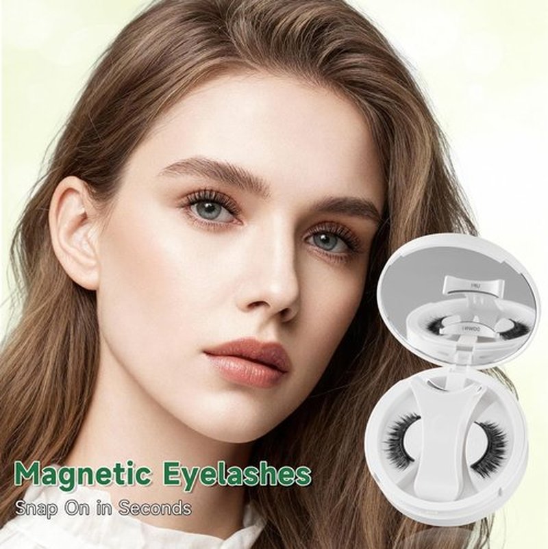 Magnetic Eyelashes with Applicator – No Glue or Eyeliner Needed, Reusable Natural Look Lashes, Lightweight & Comfortable, Easy to Apply and Remove
