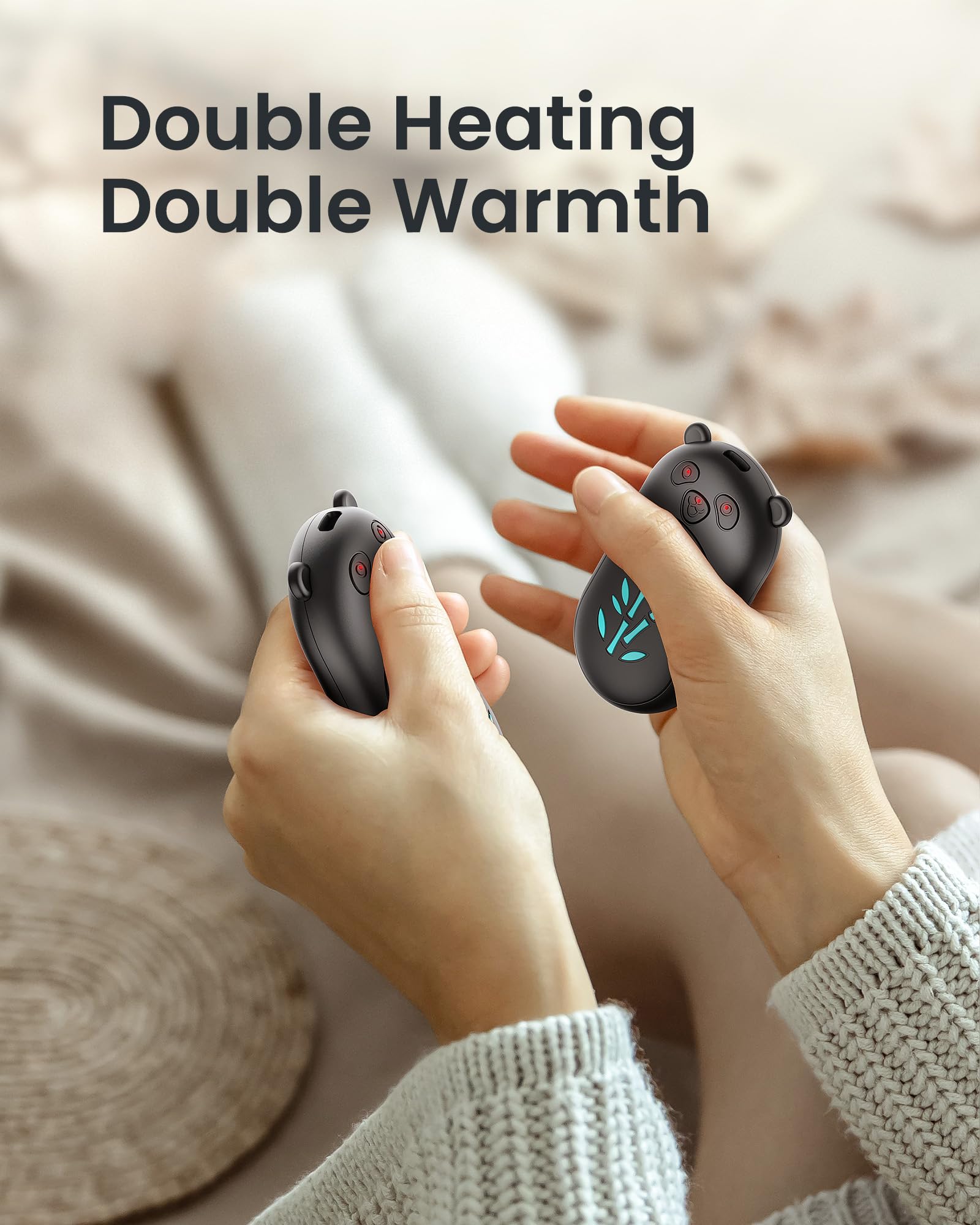 Hand Warmers Rechargeable 2 Pack, 6000mAh Electric Hand Warmer Reusable, 20Hrs Long Heating, Portable Pocket Heater Handwarmer for Women Men, Outdoor Camping, Hunting Gear