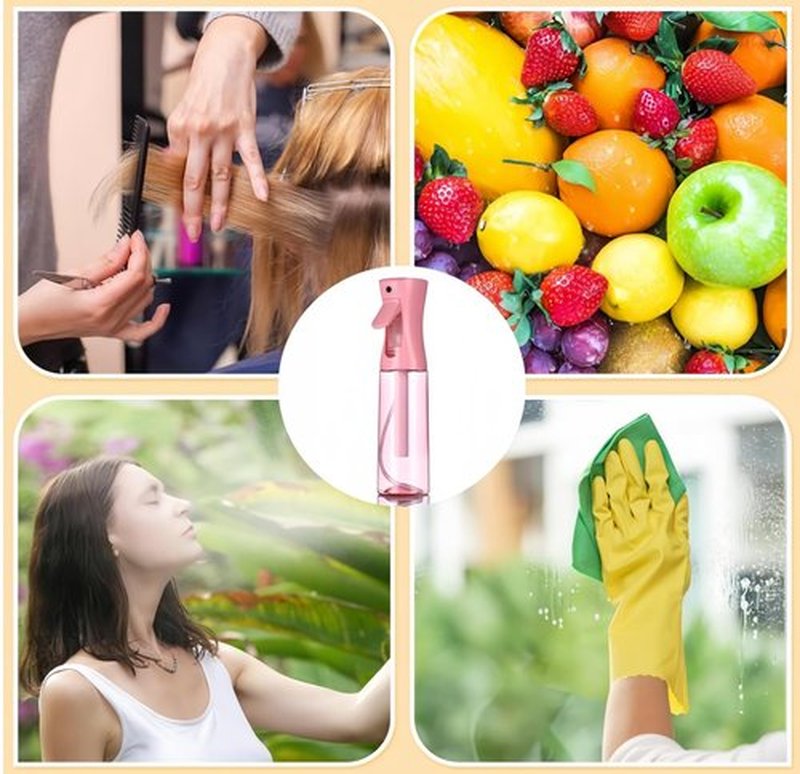 Hair Brush Set with Continuous Spray Bottle，Slick Back Hair Brush Back Brushing, Combing, Slicking Hair (PINK)
