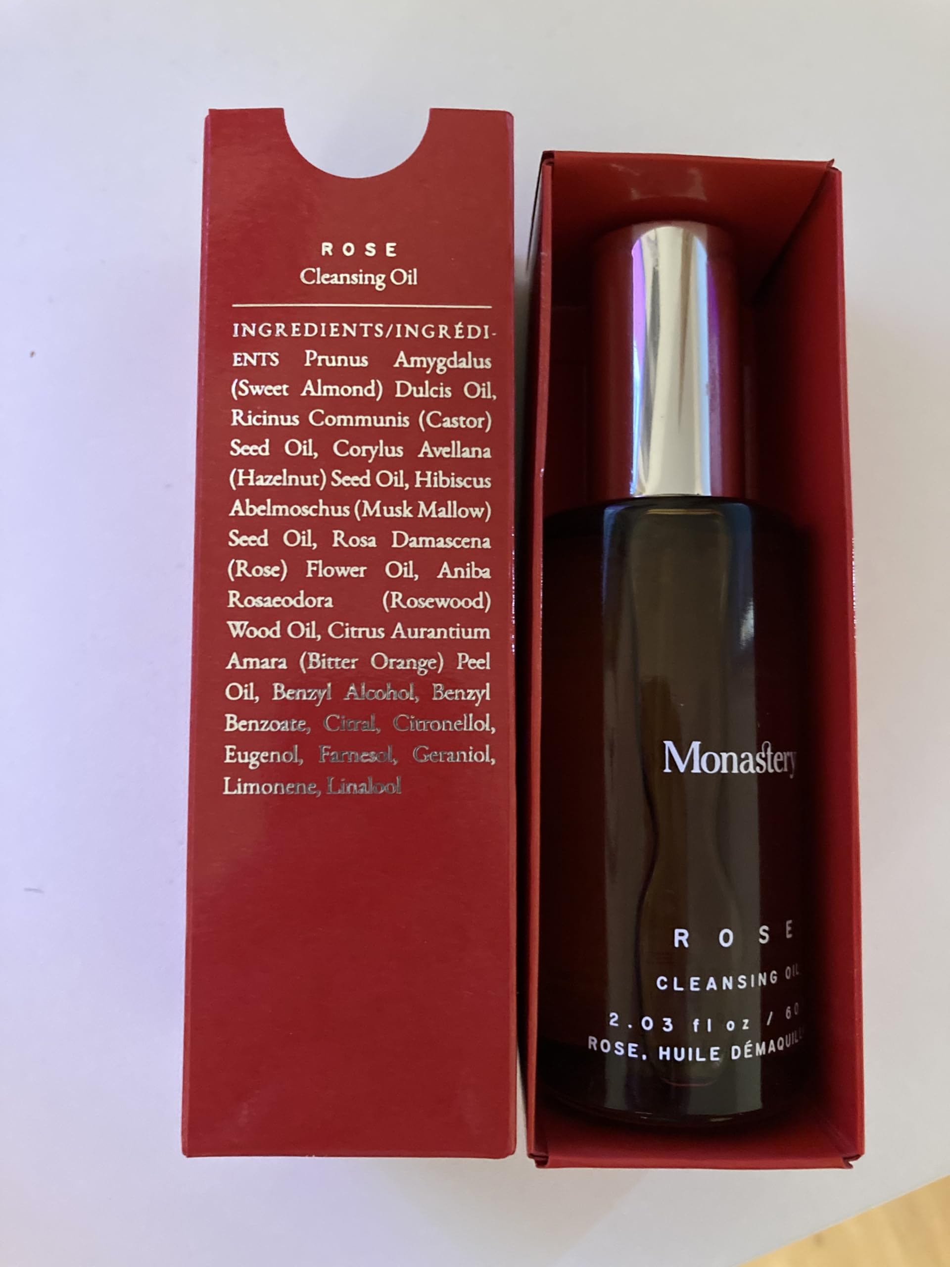 Monastery Rose Facial Cleansing Oil - 100 Petals of Rose Bourbonia from Reunion Island - Makeup Melting Cleansing Oil for Nourished, Balanced Skin - 1.70fl oz (50ml)