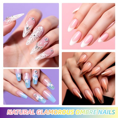 U-Shinein 12Pcs Ombre Gel Nail Polish Set,Spring Summer Colorful Painting Nail Gel with 100Pcs Nail Sponges & 4 Claws Metal Grabber for Diy Nail Art（C）