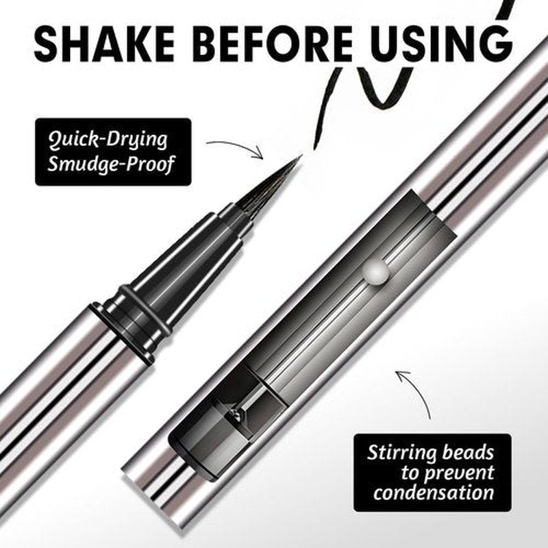 Skiennix Liquid Eyeliner - Waterproof Intense Black, Ultra-Fine Tip, Smudge-Proof, 0.6ml