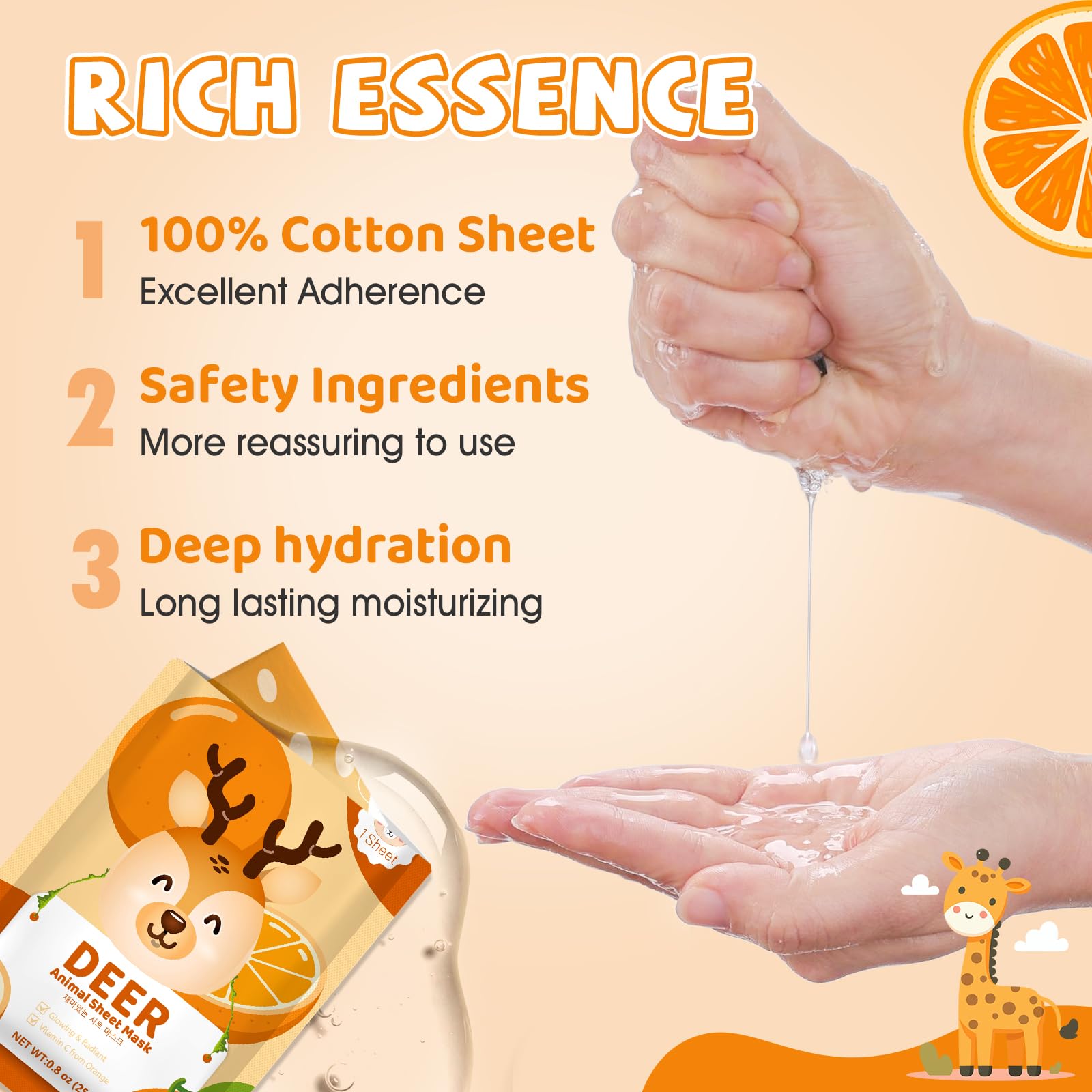 KONEUK 7 Pack Animal Hydrating Face Mask for Kids, Bulk Face Masks Skincare for Girls Teens, Kids Skin Care Set and Spa Day Kit, Spa Party Supplies for Girls