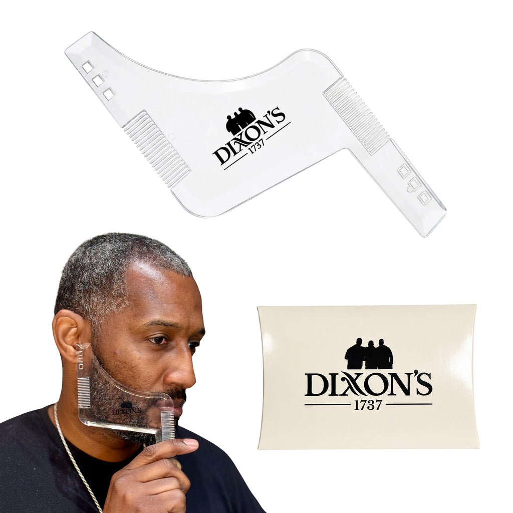 Dixon's 1737 Clear Line Pro Beard Shaper for Men – Transparent Beard Line Up Tool with Comb Edges, Beard Template for Cheek Line, Neckline and Jawline Trimming