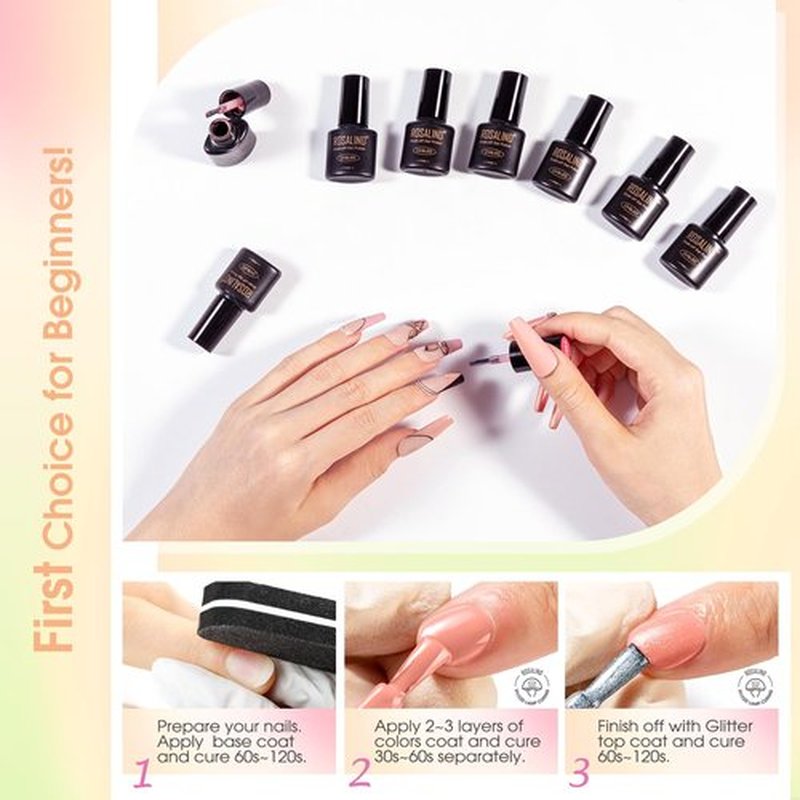 ROSALIND 24pcs Jelly Gel Polish Set, 20 Colors Neutral Pink Nude Sheer White Color Soak Off UV Gel Set with Base Glossy Matte Glitter Top Coat DIY Manicure Gifts