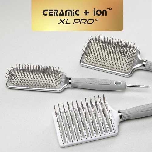 Olivia Garden Ceramic + Ion XL Pro Hair Brush - Paddle Brush for All Hair Types | Smooths & Adds Shine