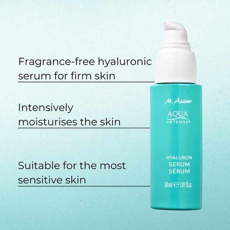 M. Asam AQUA INTENSE Hyaluronic Acid Serum (1.69 Fl Oz) - Moisturizing Face Serum for Women, Fragrance-Free Skin Care, Facial Moisturizer Perfect for Sensitive Skin.