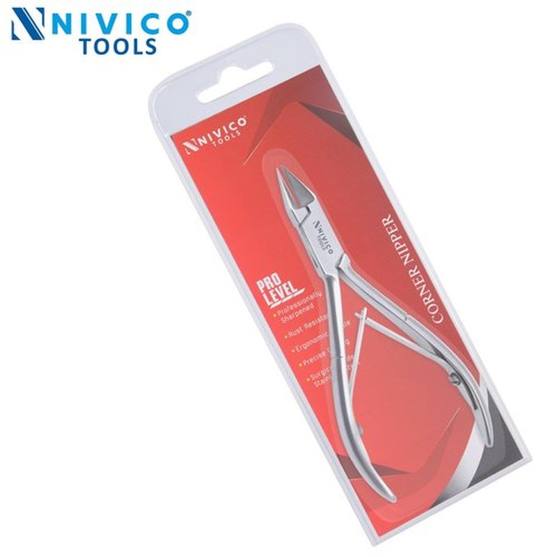 NIVICO Nail Cutter Corner Nipper Ingrown Toenail Trimmer 5" - 13cm Double Leaf Wire Spring, Podiatry Stainless Steel Nail Nippers, Professional Nail Cutter for Thick Toenails for Seniors
