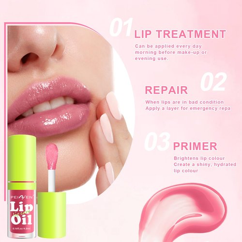 Meilury 6 PCS Hydrating Lip Oil, Big Brush Head Lip Glaze Shiny Transparent Lip Glow Oil, Nourishing & Non-sticky Long Lasting Fresh Clear Smooth Lip Care Plumping Lip Oil (SET B)
