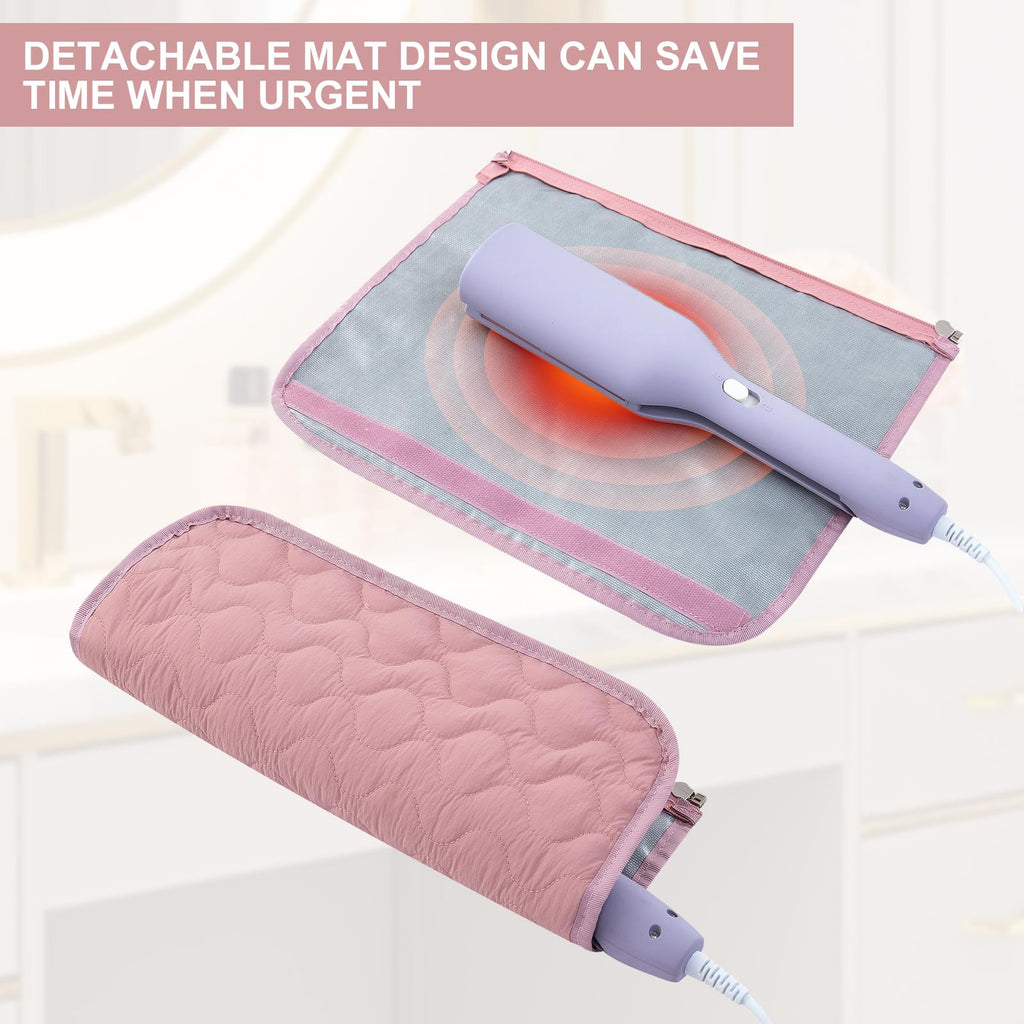 Wintogo Large Capacity Hair Tools Travel Bag with Detachable Heat Resistant Mat, Double Layer Organizer Case for Flat Irons, Curling Irons, Hair Dryers, and Travel Carrying Case for Hair Tool Storage