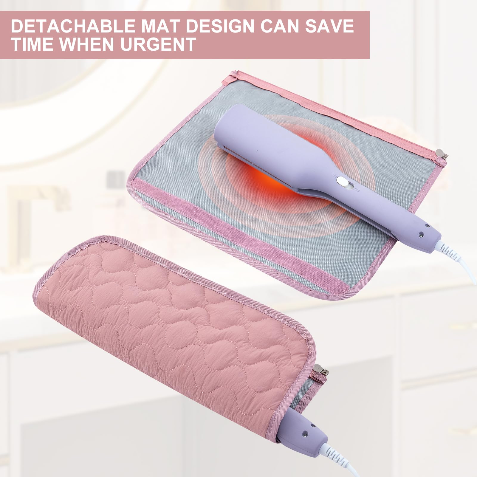 Wintogo Large Capacity Hair Tools Travel Bag with Detachable Heat Resistant Mat, Double Layer Organizer Case for Flat Irons, Curling Irons, Hair Dryers, and Travel Carrying Case for Hair Tool Storage