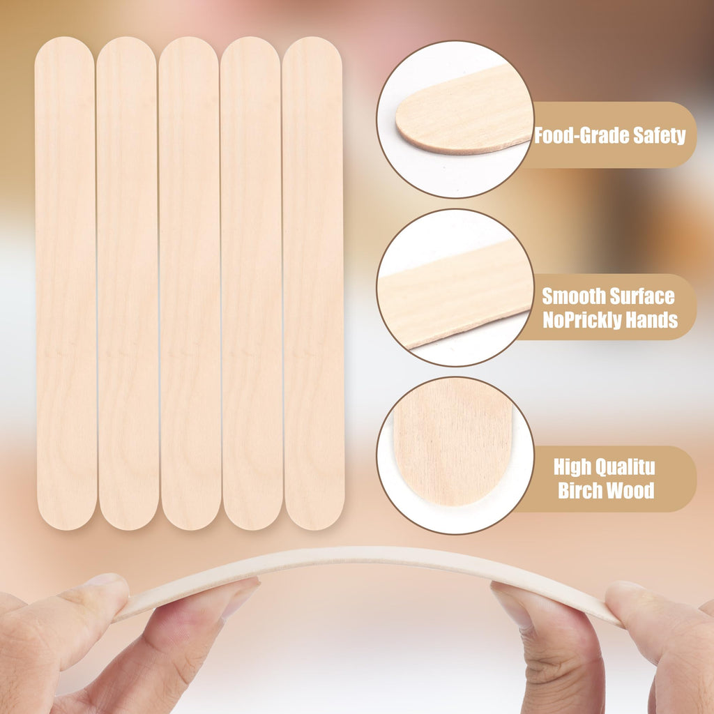 60 PCS Jumbo Popsicle Sticks,8 Inch Natural Wooden Craft Sticks