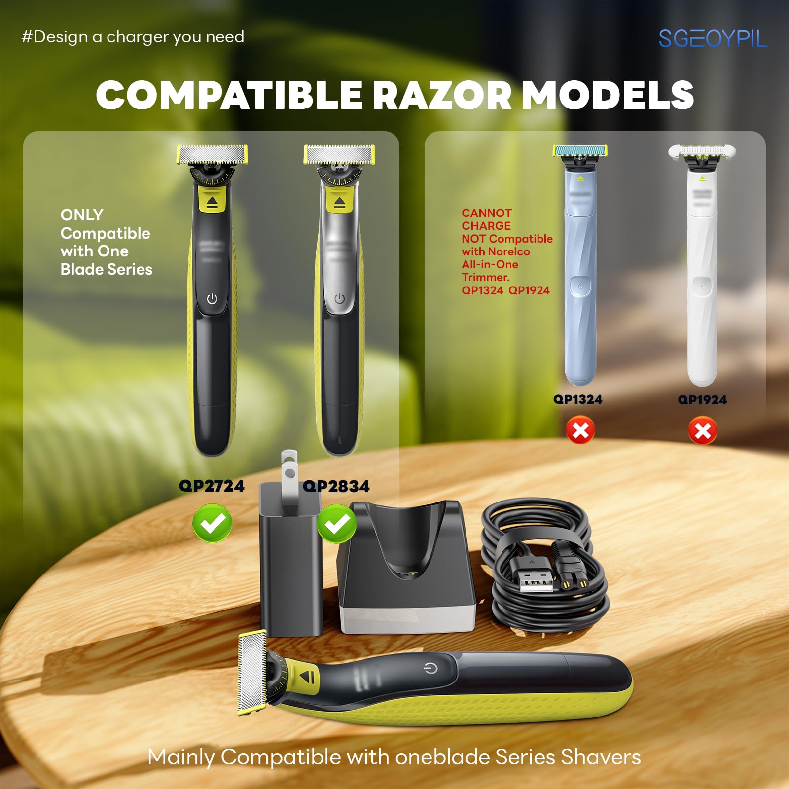 5V Charger Base Compatible with Philips Norelco QP2724 QP2834 Shaver